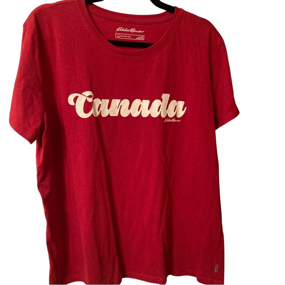 Eddie Bauer red graphic tee patriotic casual activewear "Canada" t-shirt size XL